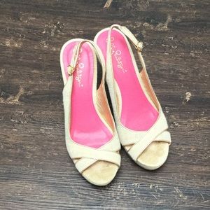 Lilly Pulitzer nude wedge slingback